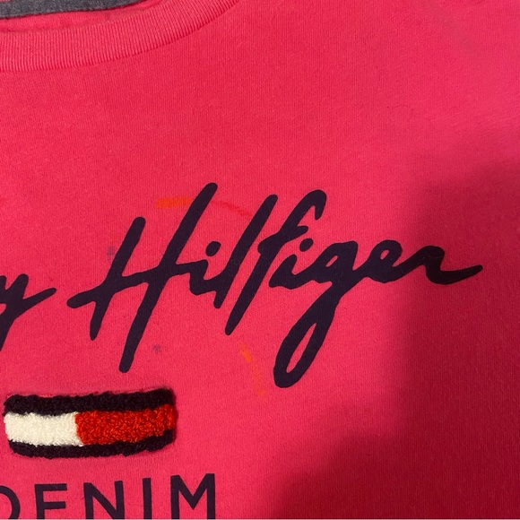 TOMMY HILFIGER - Short Sleeve Embroidered Fuzzy Logo T-Shirt - Size L - Picture 5 of 13